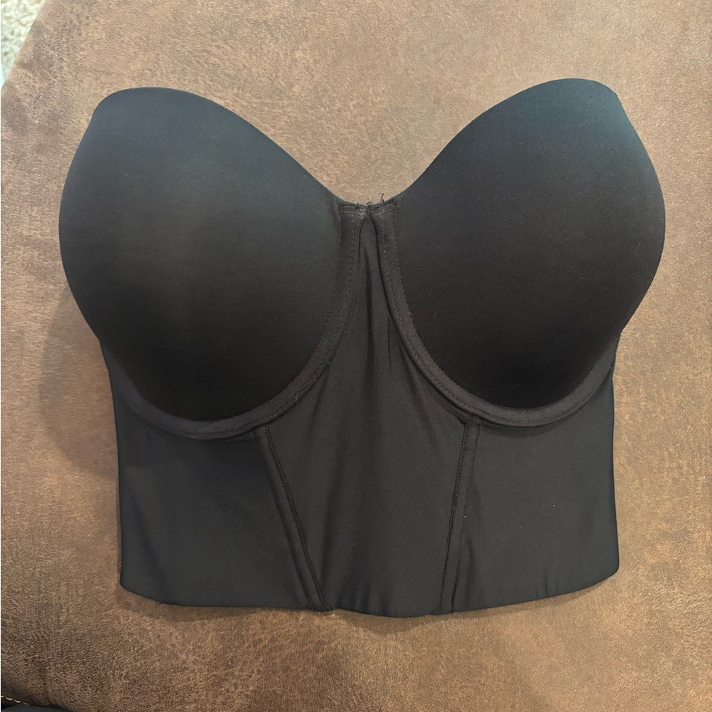 NWOT Felina Body Veil Longline Strapless Bra Bustier Corset Top Black Size 32DDD